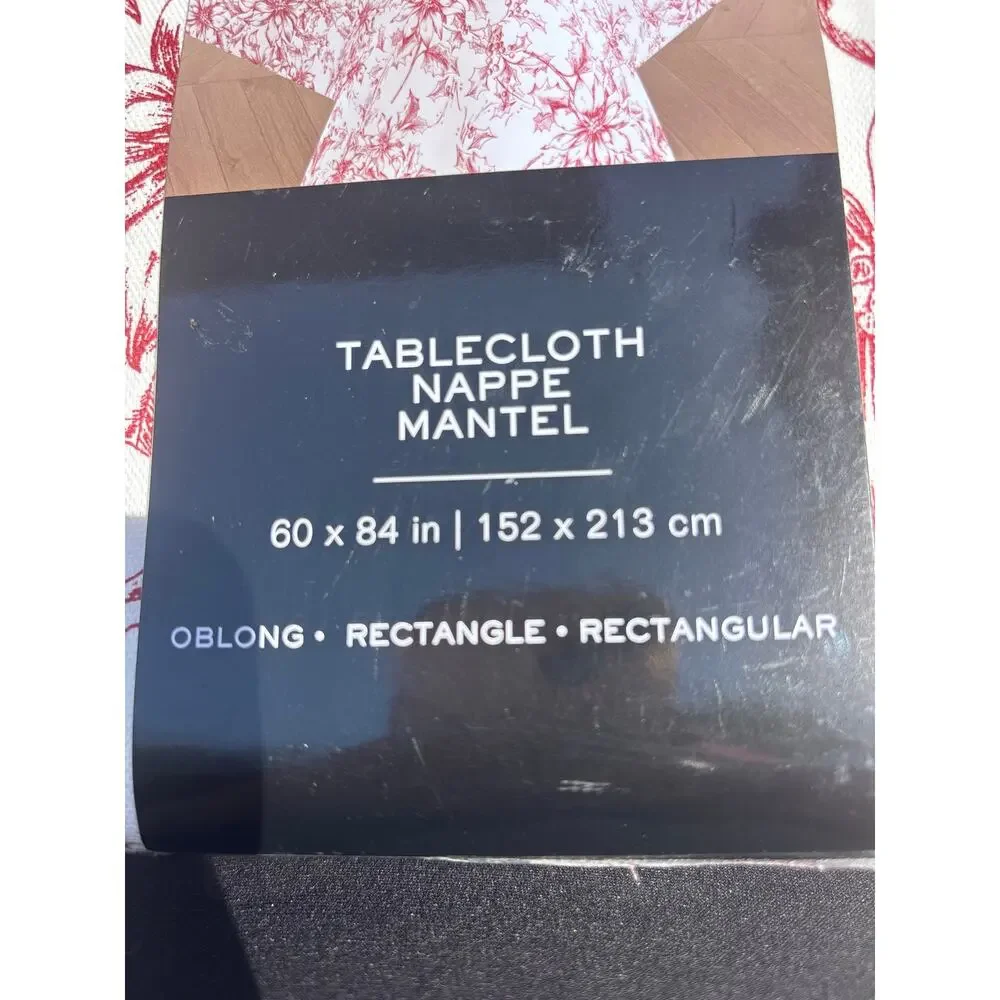 Lauren Ralph Lauren Christmas Tablecloth NEW Poinsettia Cotton 60x104 Preppy - Picture 3 of 6